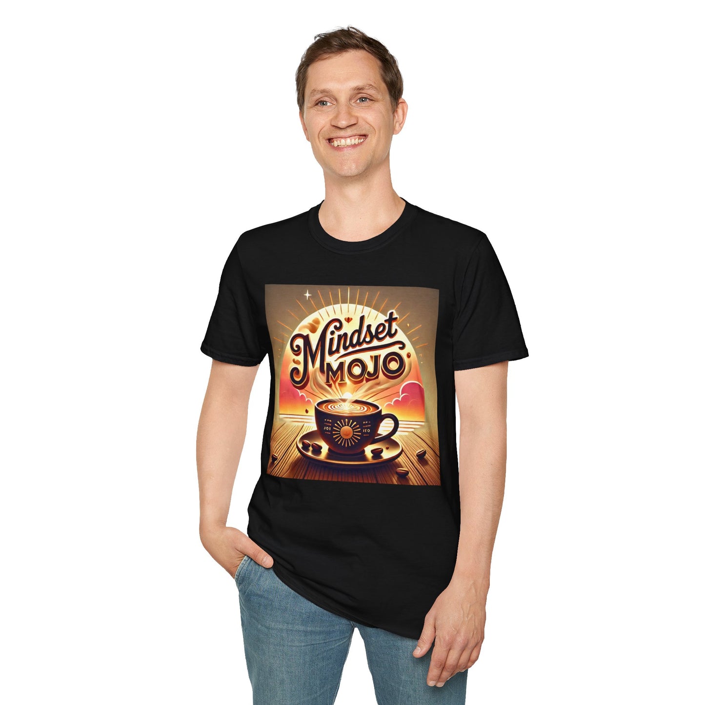 Mindset Mojo Unisex Softstyle T-Shirt - Inspiring Coffee Vibes