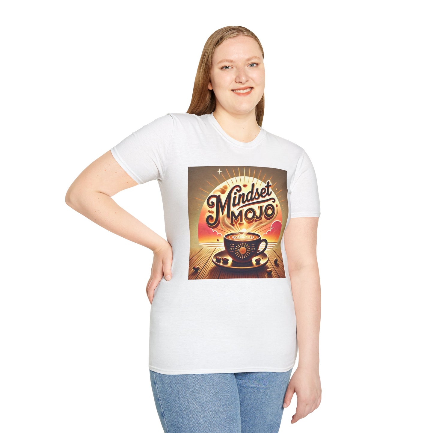 Mindset Mojo Unisex Softstyle T-Shirt - Inspiring Coffee Vibes