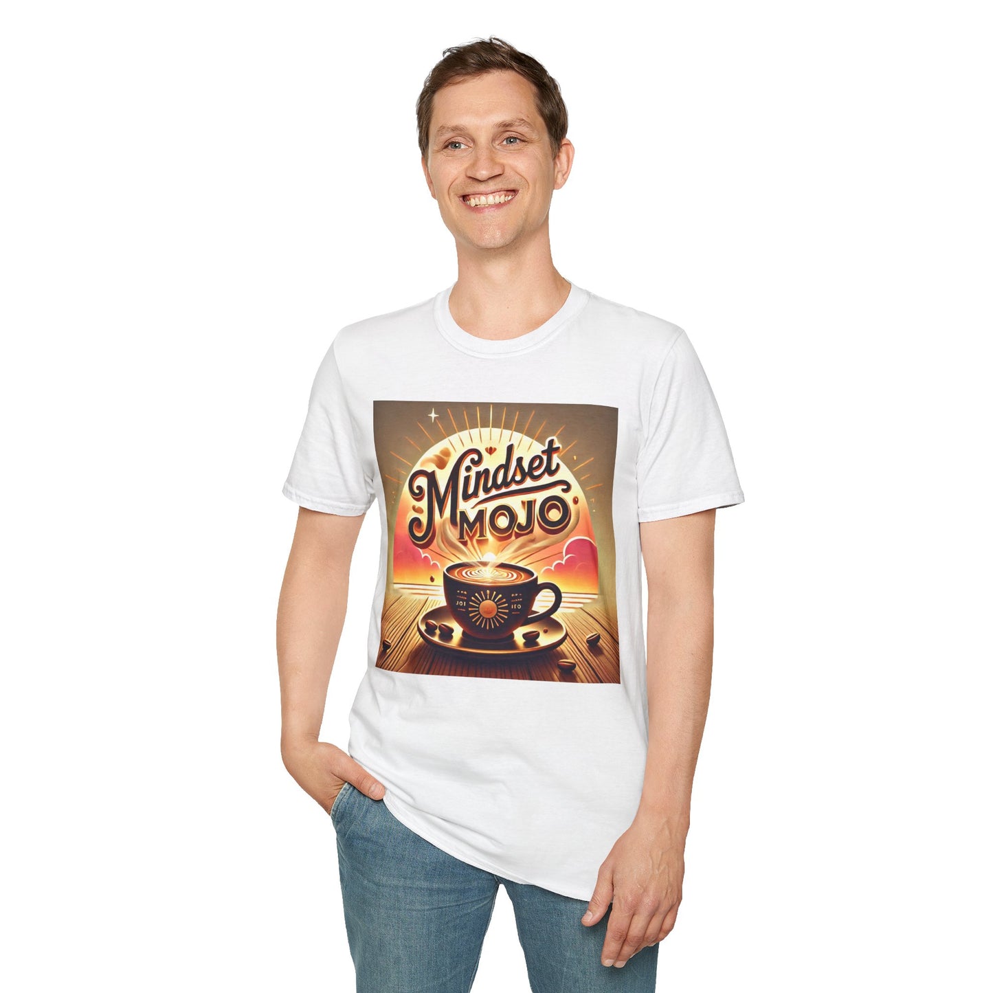 Mindset Mojo Unisex Softstyle T-Shirt - Inspiring Coffee Vibes