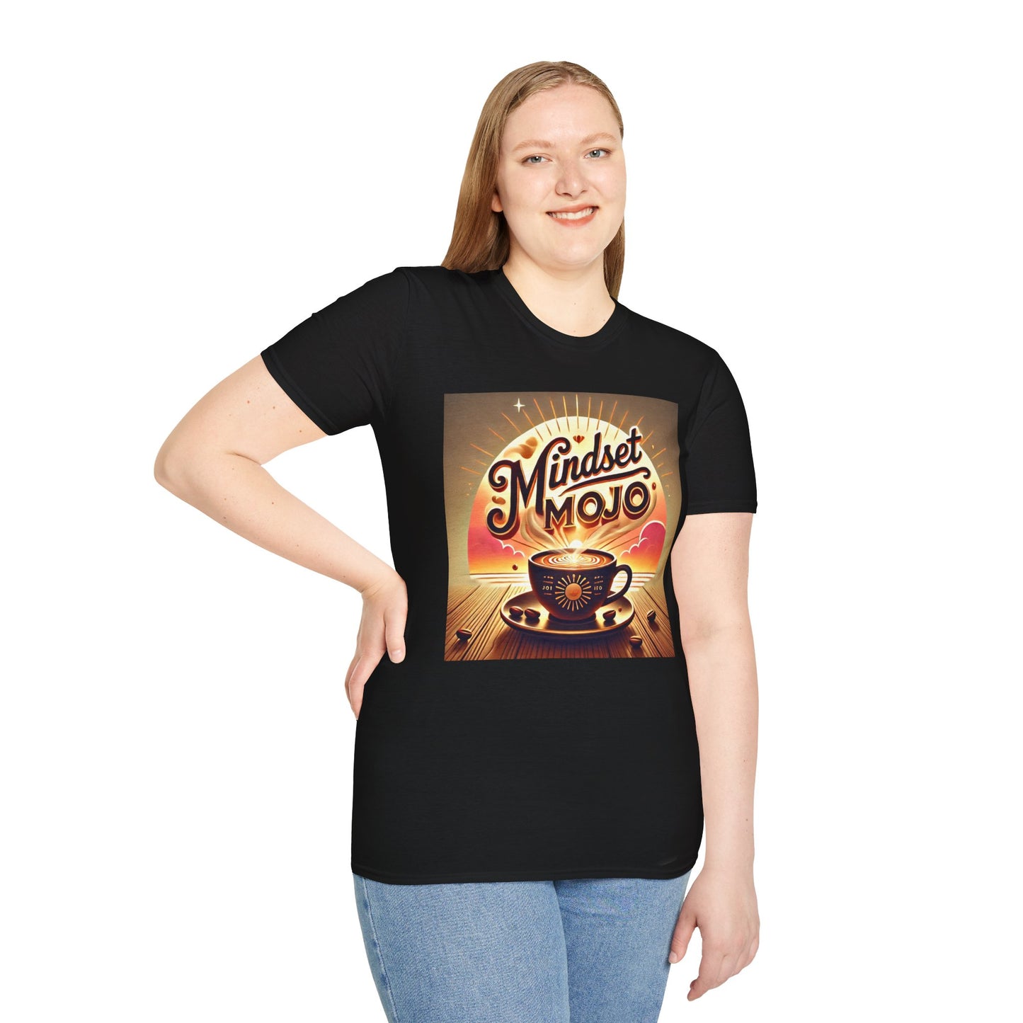 Mindset Mojo Unisex Softstyle T-Shirt - Inspiring Coffee Vibes