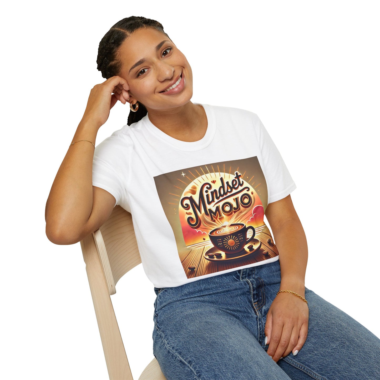Mindset Mojo Unisex Softstyle T-Shirt - Inspiring Coffee Vibes