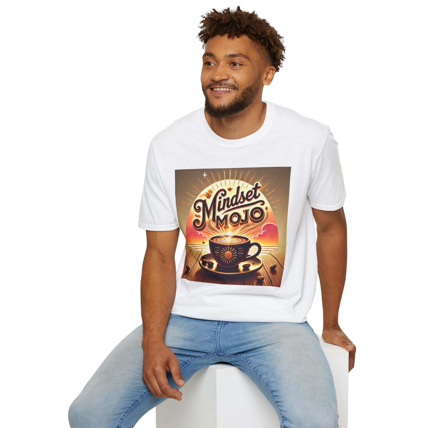 Mindset Mojo Unisex Softstyle T-Shirt - Inspiring Coffee Vibes
