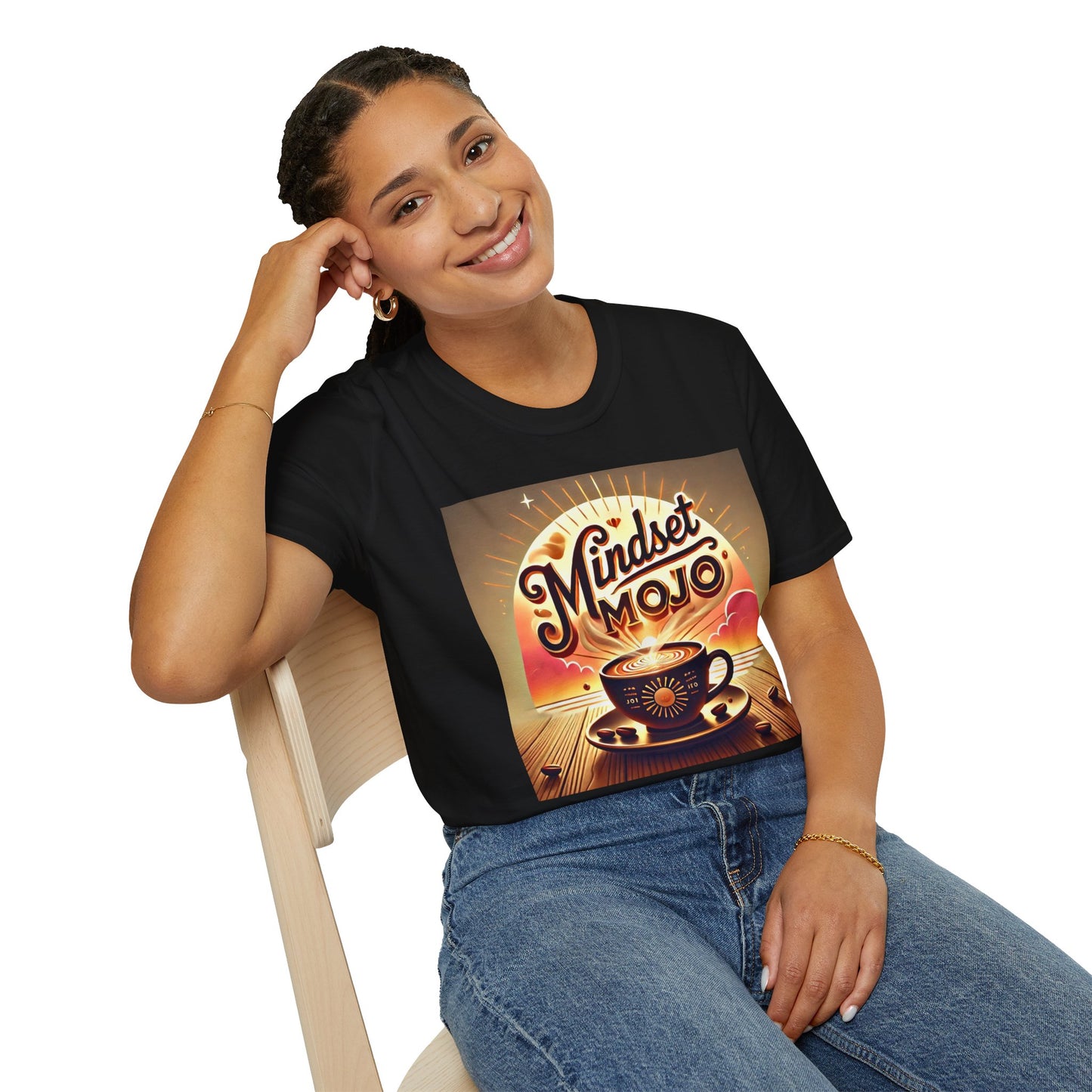 Mindset Mojo Unisex Softstyle T-Shirt - Inspiring Coffee Vibes