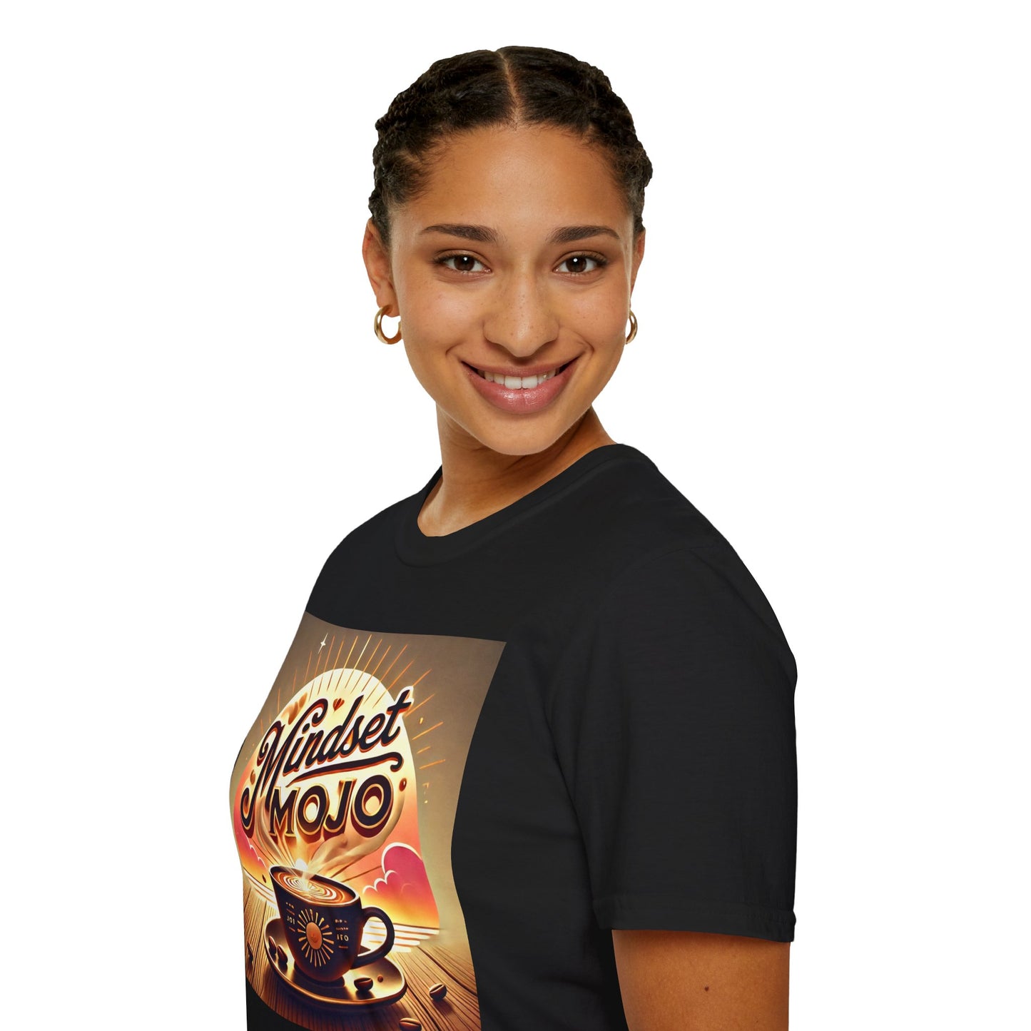 Mindset Mojo Unisex Softstyle T-Shirt - Inspiring Coffee Vibes