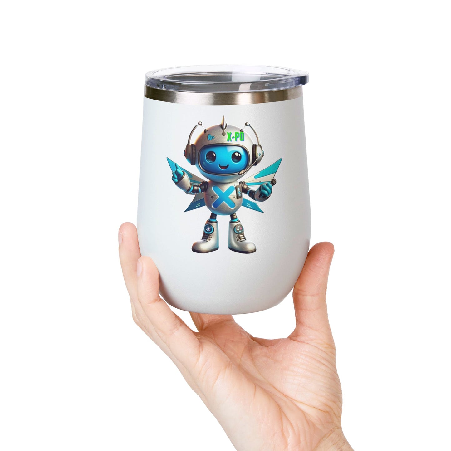 X-Posium Robot Wine Tumbler - Fun 12oz Travel Mug for Kids & Adults