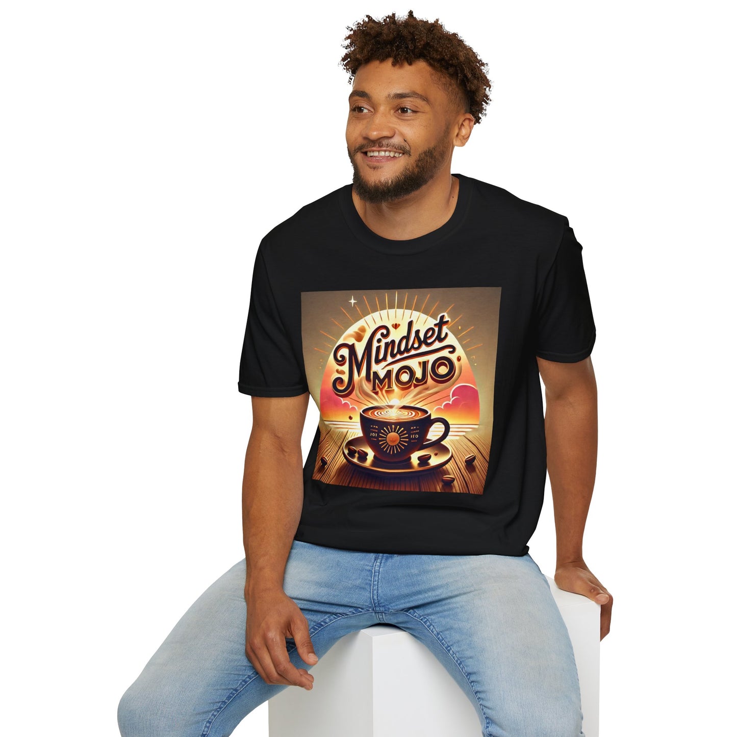 Mindset Mojo Unisex Softstyle T-Shirt - Inspiring Coffee Vibes