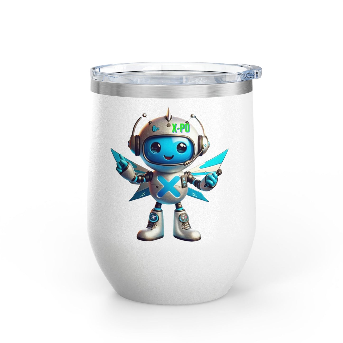 X-Posium Robot Wine Tumbler - Fun 12oz Travel Mug for Kids & Adults