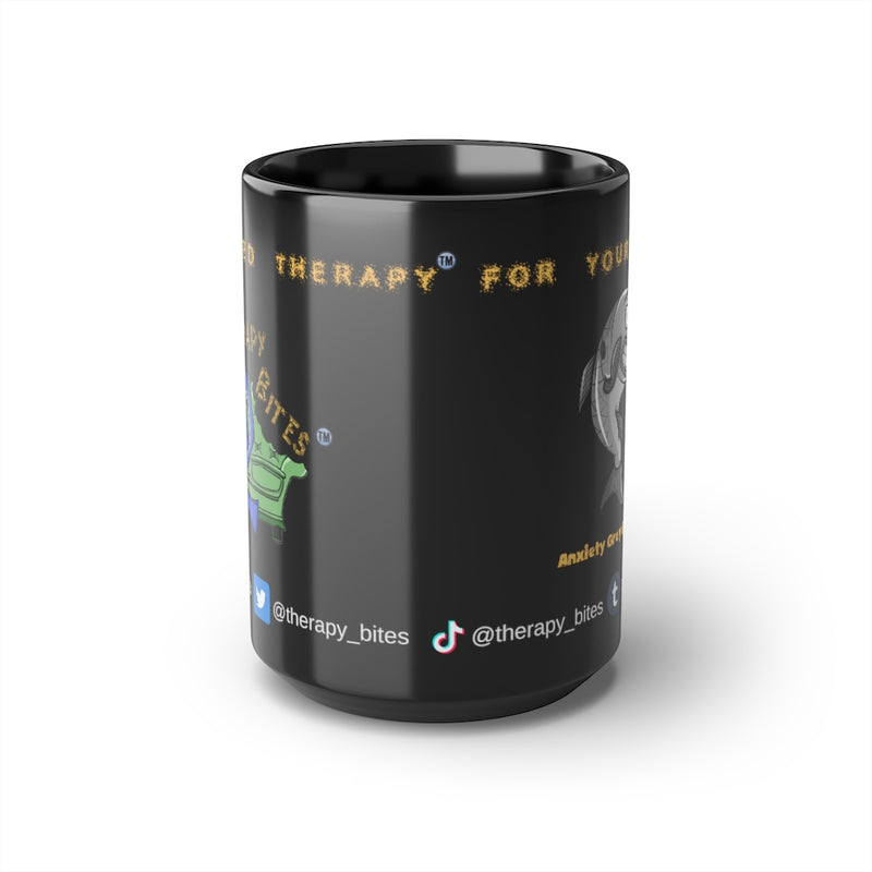 Anxiety Grey Herring Black Mug, 15oz