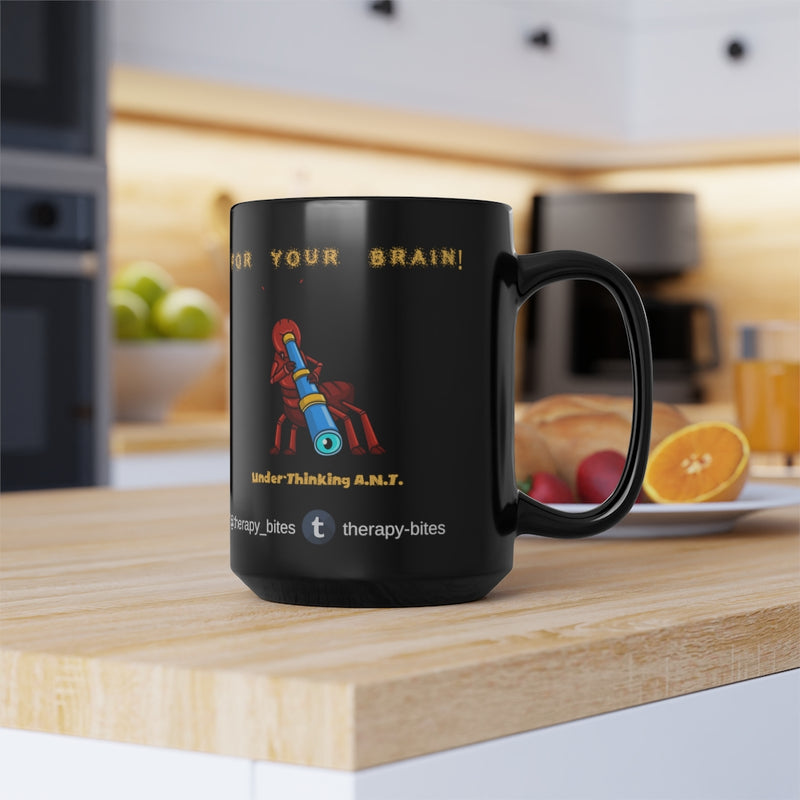 Under-Thinking A.N.T. Black Mug, 15oz