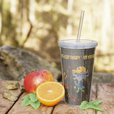 Rustic ARTy Plastic Tumbler with Straw