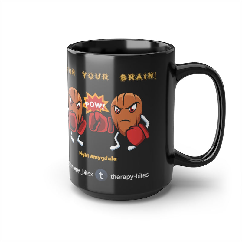 Fight Amygdala Black Mug, 15oz